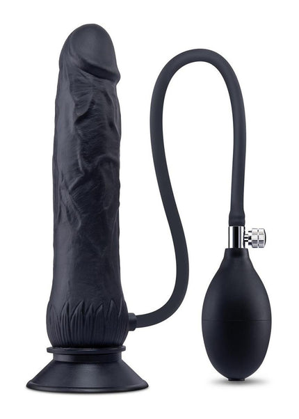 Size Up 7.5 Inch Inflatable Dildo with Balls - Black 20.3 cm Inflatable Dong