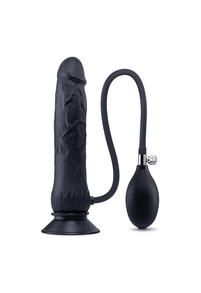 Size Up 7.5 Inch Inflatable Dildo with Balls - Black 20.3 cm Inflatable Dong