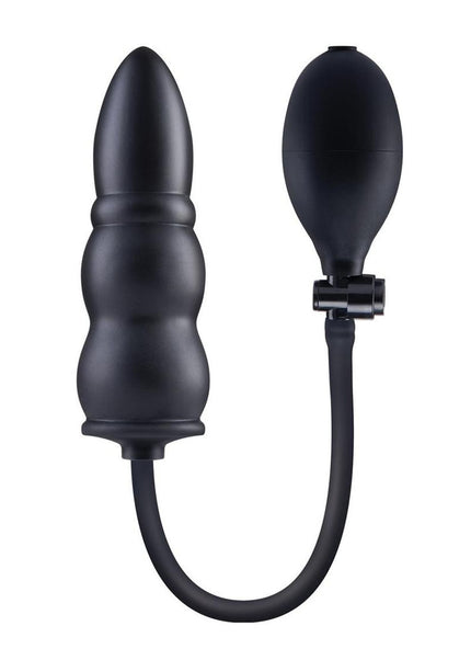 Size Up 5.5 Inch Ripple Inflatable Butt Plug - Black 15.2 cm Inflatable Butt Plug