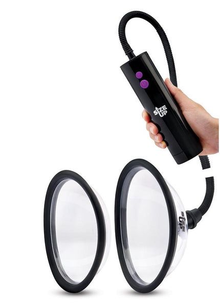 Size Up Rechargeable Power Plumper Pussy Pump - Clear USB Rechargeable Vagina Pump with Interchangeable Chambers