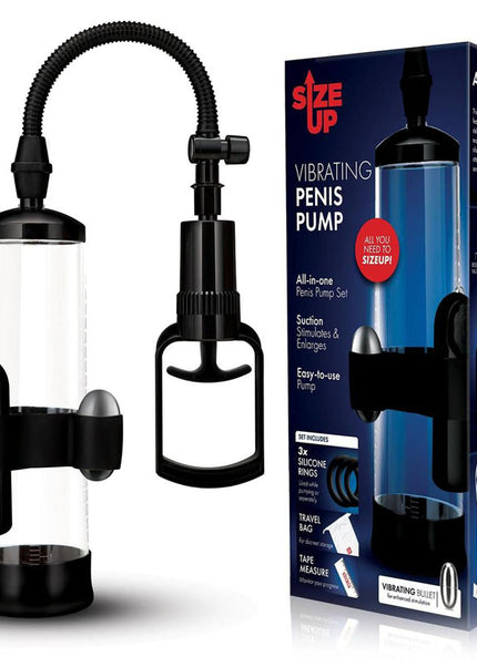 Size Up Vibrating Trigger Penis Pump - Clear Vibrating Penis Pump