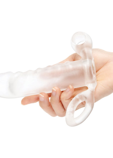 Size Up Vibrating 2 Inch Penis Extender + Ball Loop - Clear 5 cm (2'') Vibrating Penis Extension Sleeve