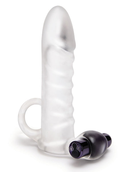 Size Up Vibrating 2 Inch Penis Extender + Ball Loop - Clear 5 cm (2'') Vibrating Penis Extension Sleeve