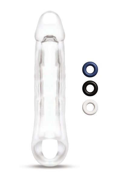 Size Up 2 Inch See-Thru Penis Extender with Ball Loop - Clear 5 cm (2'') Penis Extension Sleeve