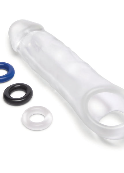 Size Up 2 Inch See-Thru Penis Extender with Ball Loop - Clear 5 cm (2'') Penis Extension Sleeve