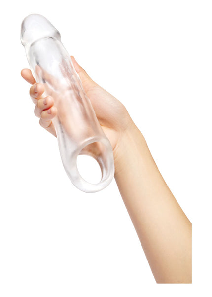 Size Up 3 Inch See-Thru Penis Extender with Ball Loop - Clear 7.6 cm (3'') Penis Extension Sleeve