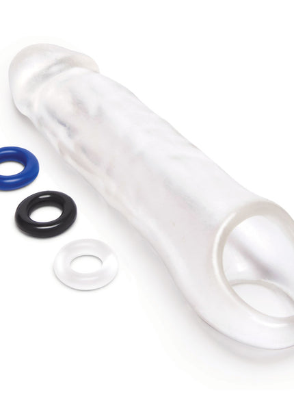 Size Up 3 Inch See-Thru Penis Extender with Ball Loop - Clear 7.6 cm (3'') Penis Extension Sleeve
