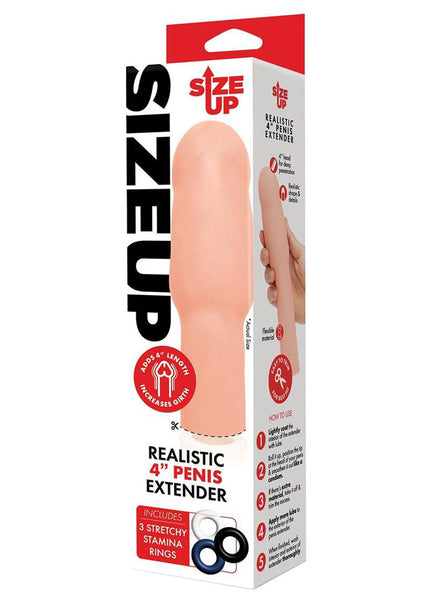 Size Up Realistic 4 Inch Penis Extender - Flesh 10.1 cm (4'') Penis Extension Sleeve