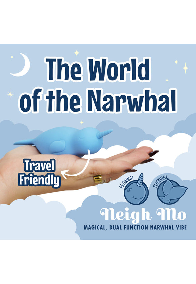 Unihorn of the Sea - Neigh Mo - The Narwhal - Blue USB Rechargeable Dual Motor Stimulator