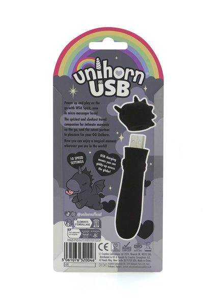 Unihorn - USB Bullet - Wild Spirit - Black USB Rechargeable Vibrating Bullet