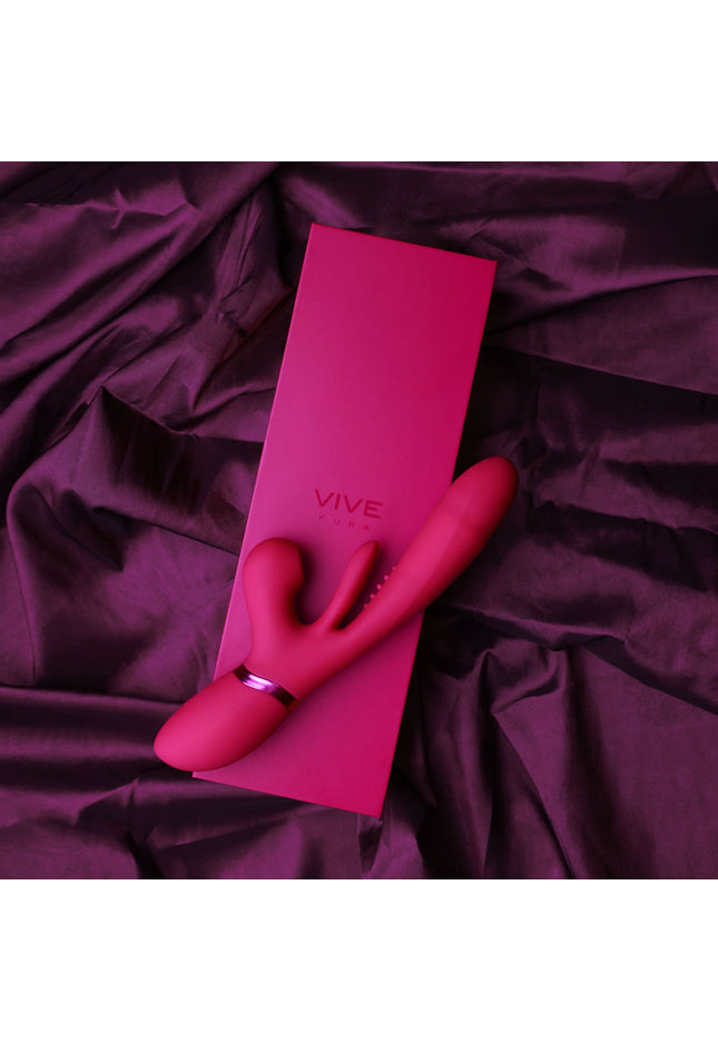 VIVE Ena - Pink - Pink 25 cm USB Rechargeable Thrusting Vibrator with Air Wave Stimulator
