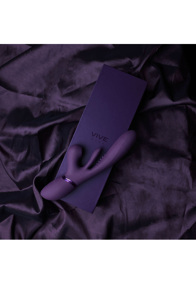 VIVE Ena - Purple - Purple 25 cm USB Rechargeable Thrusting Vibrator with Air Wave Stimulator