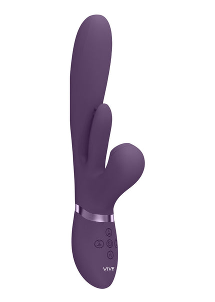 VIVE Ena - Purple - Purple 25 cm USB Rechargeable Thrusting Vibrator with Air Wave Stimulator