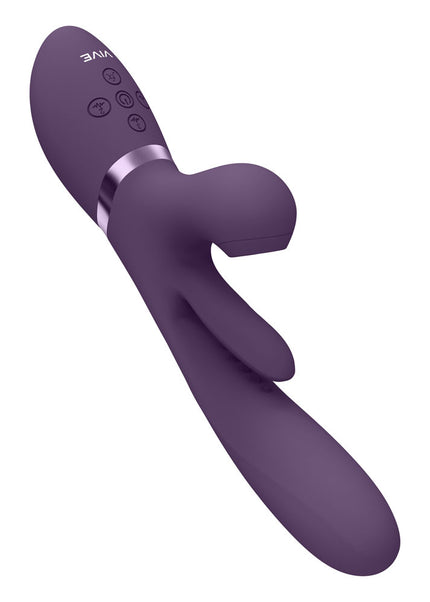 VIVE Ena - Purple - Purple 25 cm USB Rechargeable Thrusting Vibrator with Air Wave Stimulator