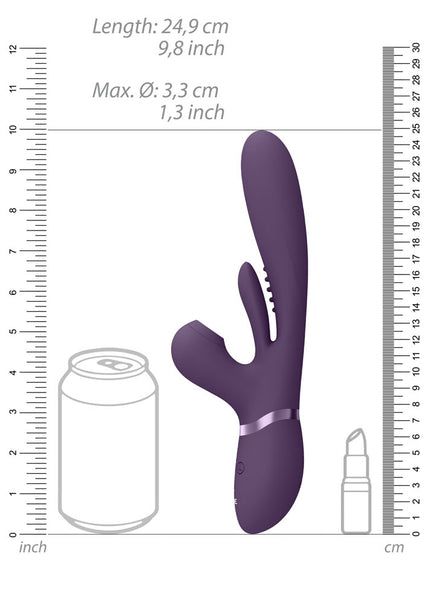 VIVE Ena - Purple - Purple 25 cm USB Rechargeable Thrusting Vibrator with Air Wave Stimulator
