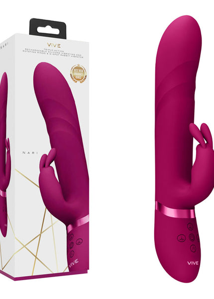 VIVE Nari - Pink - Pink 24.1 cm USB Rechargeable Rabbit Vibrator