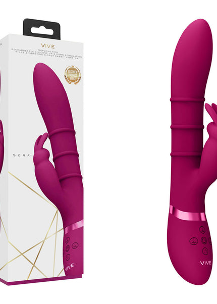 VIVE Sora - Pink - Pink 24.2 cm USB Rechargeable Rabbit Vibrator