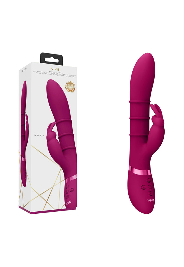 VIVE Sora - Pink - Pink 24.2 cm USB Rechargeable Rabbit Vibrator