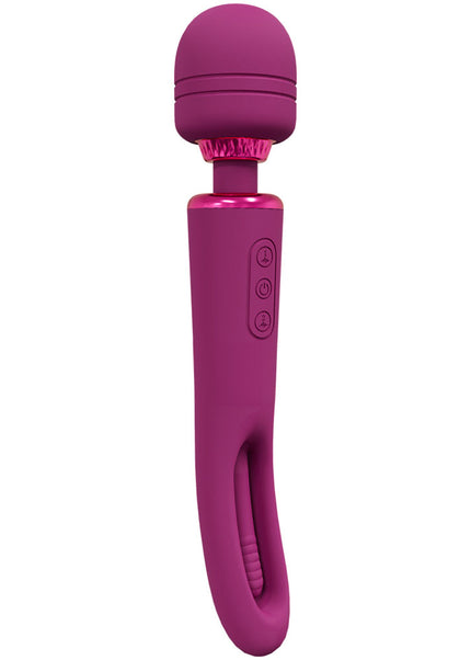 VIVE Kiku - Pink - Pink 25.2 cm USB Rechargeable Dual End Massage Wand with Flapping Tip