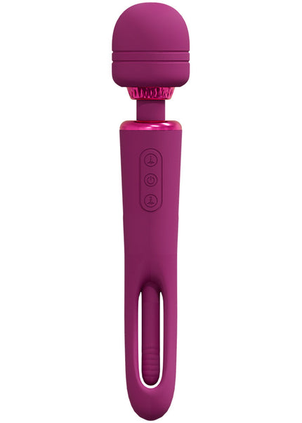 VIVE Kiku - Pink - Pink 25.2 cm USB Rechargeable Dual End Massage Wand with Flapping Tip