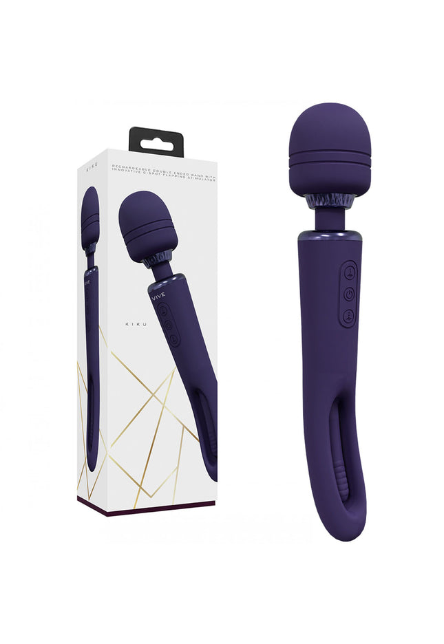 VIVE Kiku - Purple - Purple 25.2 cm USB Rechargeable Dual End Massage Wand with Flapping Tip