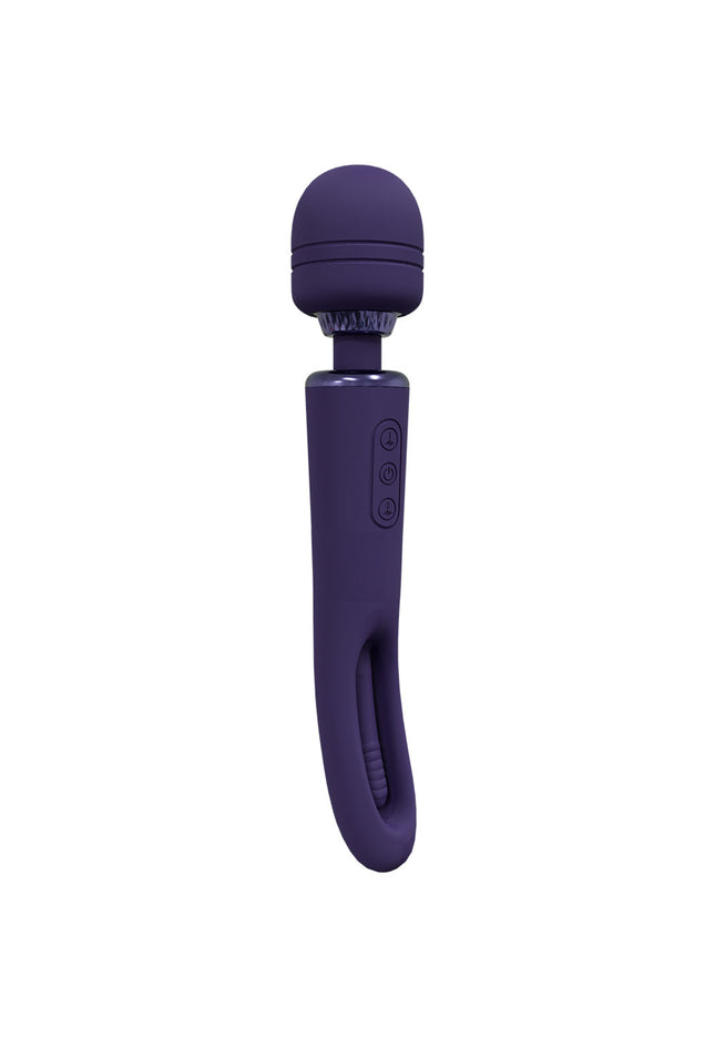 VIVE Kiku - Purple - Purple 25.2 cm USB Rechargeable Dual End Massage Wand with Flapping Tip