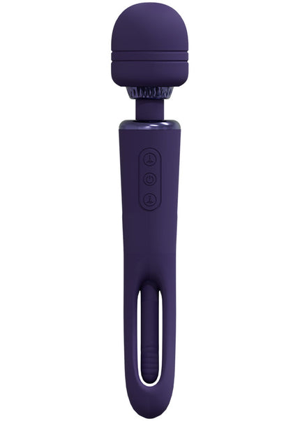 VIVE Kiku - Purple - Purple 25.2 cm USB Rechargeable Dual End Massage Wand with Flapping Tip