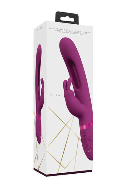 VIVE Mika - Pink - Pink 23.2 cm USB Rechargeable Rabbit Vibrator with Flapping Shaft