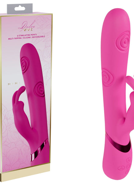 VIVE Mimi - Pink - Pink 25 cm USB Rechargeable Vibrating & Tapping Rabbit Vibrator