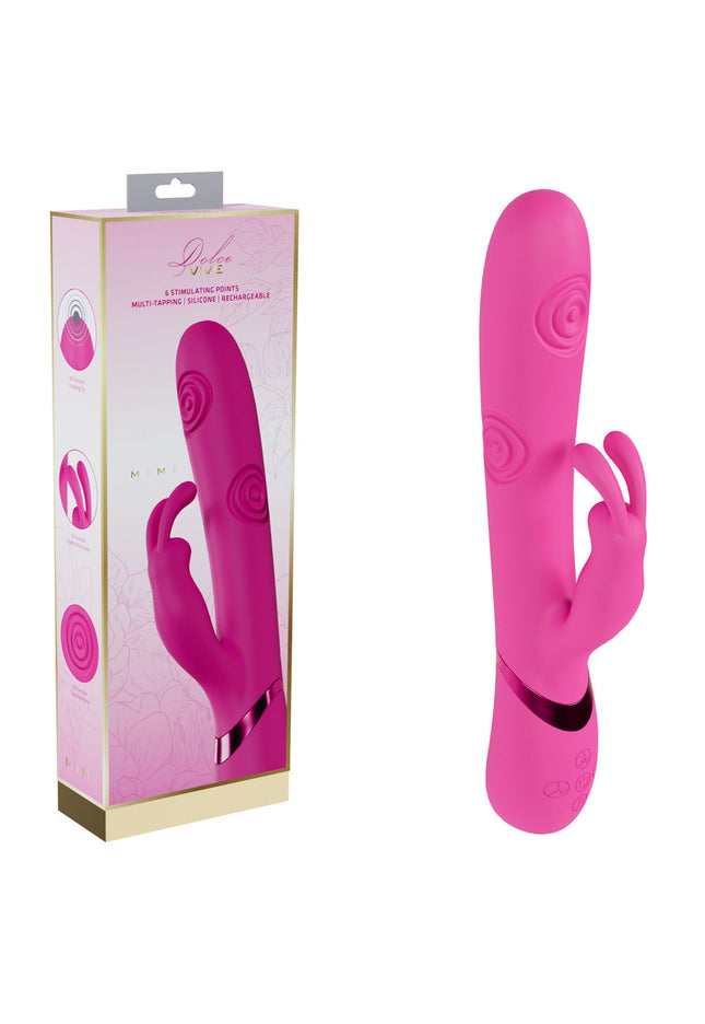 VIVE Mimi - Pink - Pink 25 cm USB Rechargeable Vibrating & Tapping Rabbit Vibrator