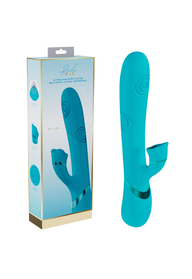 VIVE Fiore - Blue 25 cm USB Rechargeable Tapping Rabbit Vibrator