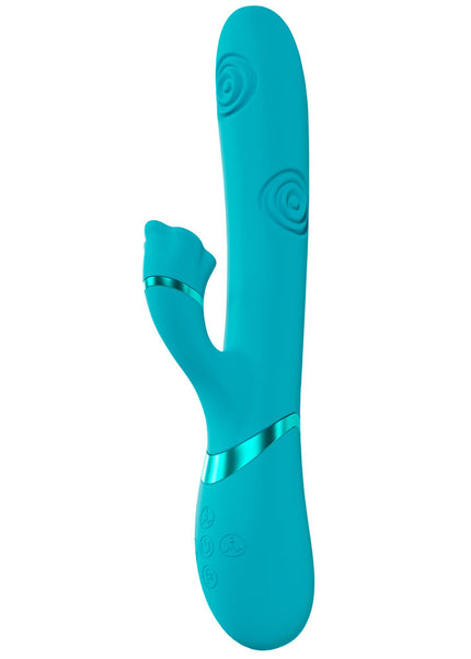 VIVE Fiore - Blue 25 cm USB Rechargeable Tapping Rabbit Vibrator
