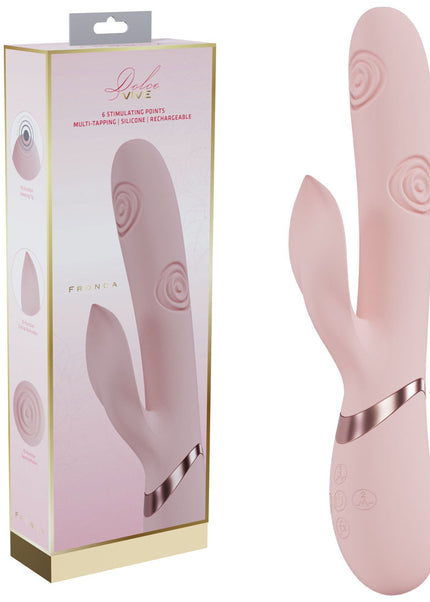 VIVE Fronda - Pink - Pink 25 cm USB Rechargeable Tapping Rabbit Vibrator