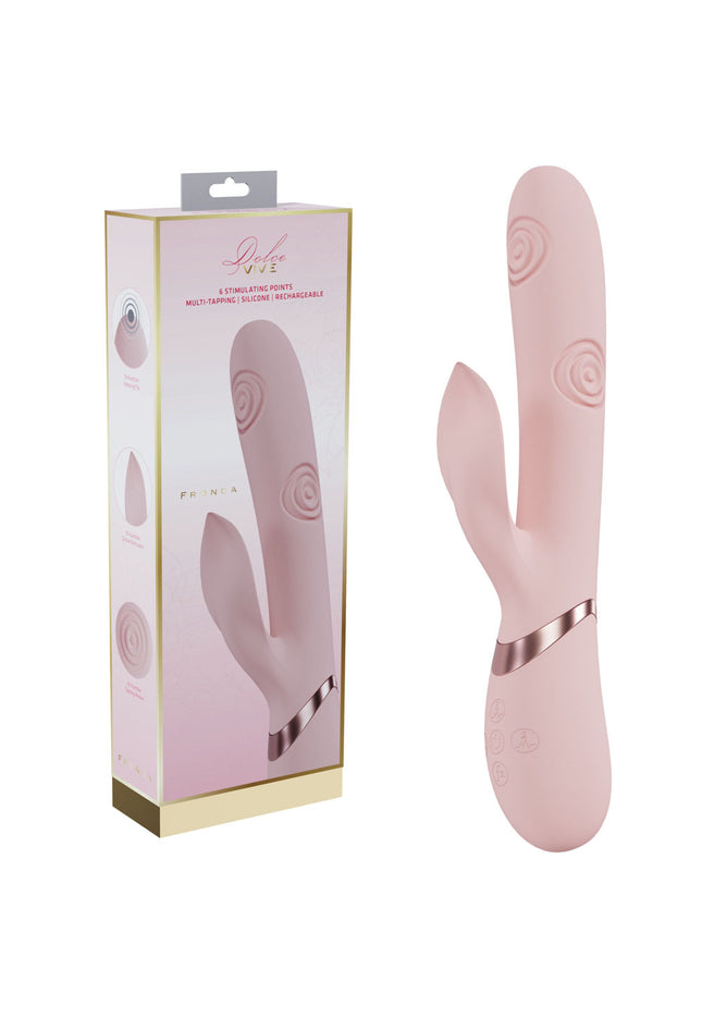 VIVE Fronda - Pink - Pink 25 cm USB Rechargeable Tapping Rabbit Vibrator