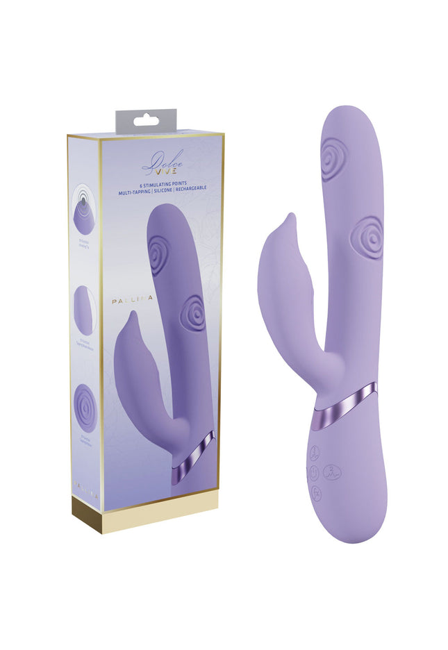 VIVE Pallina - Purple - Purple 25 cm USB Rechargeable Tapping Rabbit Vibrator