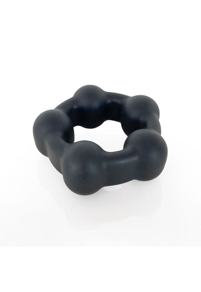 VERS Liquid Silicone Steel Motion C-Ring - Black Cock Ring with Steel Motion Balls