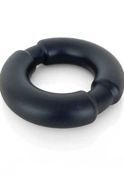 VERS Liquid Silicone Weighted Steel Core C-Ring - Black Cock Ring with Steel Core