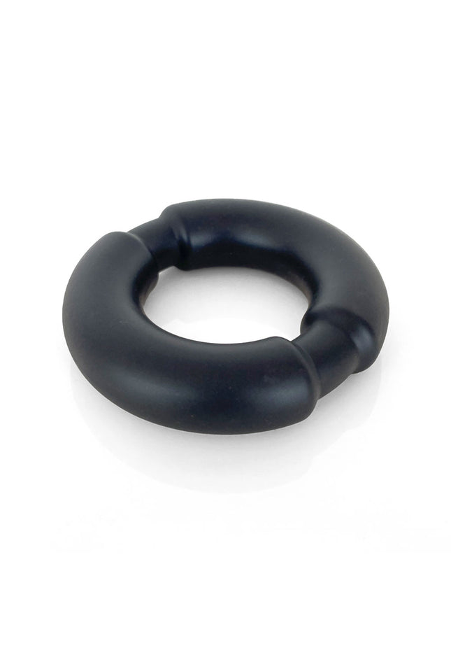 VERS Liquid Silicone Weighted Steel Core C-Ring - Black Cock Ring with Steel Core