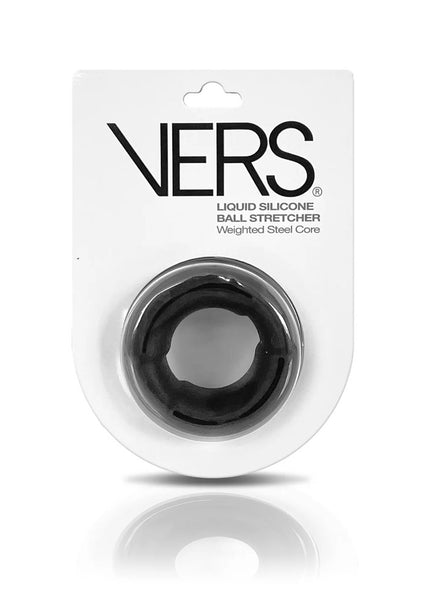 VERS Liquid Silicone Weight Steel Core Ball Stretcher - Black Ball Stretcher Ring with Steel Core