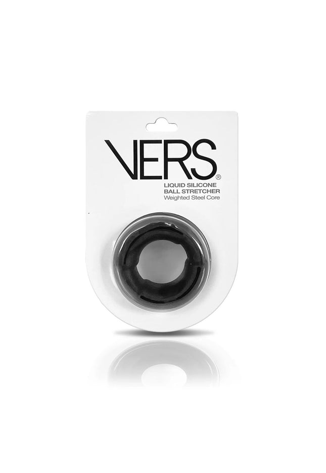 VERS Liquid Silicone Weight Steel Core Ball Stretcher - Black Ball Stretcher Ring with Steel Core