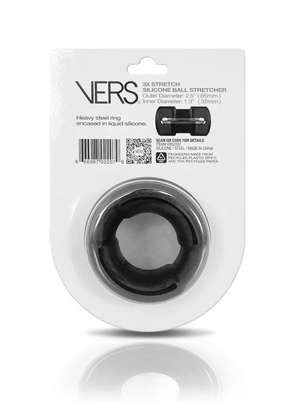 VERS Liquid Silicone Weight Steel Core Ball Stretcher - Black Ball Stretcher Ring with Steel Core
