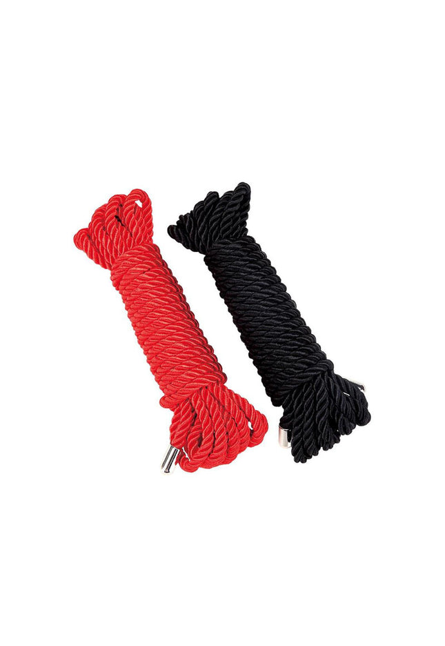 WhipSmart Heartbreaker 2 Pack Satin BDSM Rope - Black & Red Ropes - Set of 2