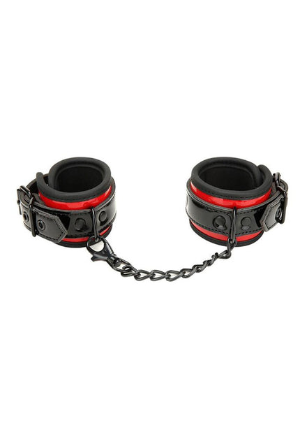 WhipSmart Heartbreaker Deluxe Buckle Love Cuffs - Black/Red Restraints