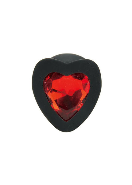 WhipSmart Heartbreaker 3PC Silicone Crystal Heart Anal Training Set - Black Butt Plugs with Heart Gem Bases - Set of 3 Sizes