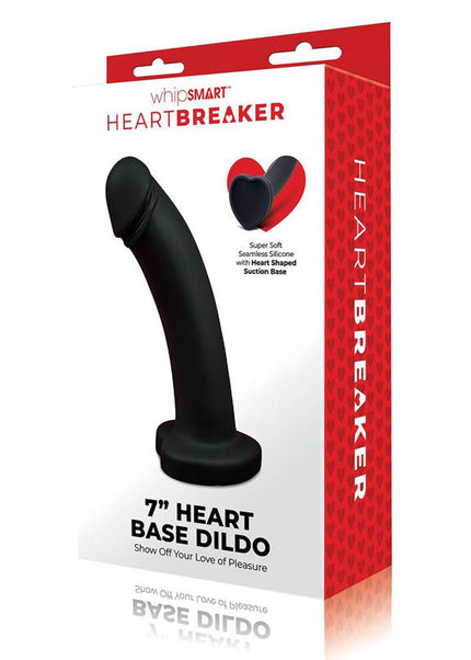 WhipSmart Heartbreaker 7'' Heart Base Dildo - Black 17.8 cm Dong with Heart Shaped Base