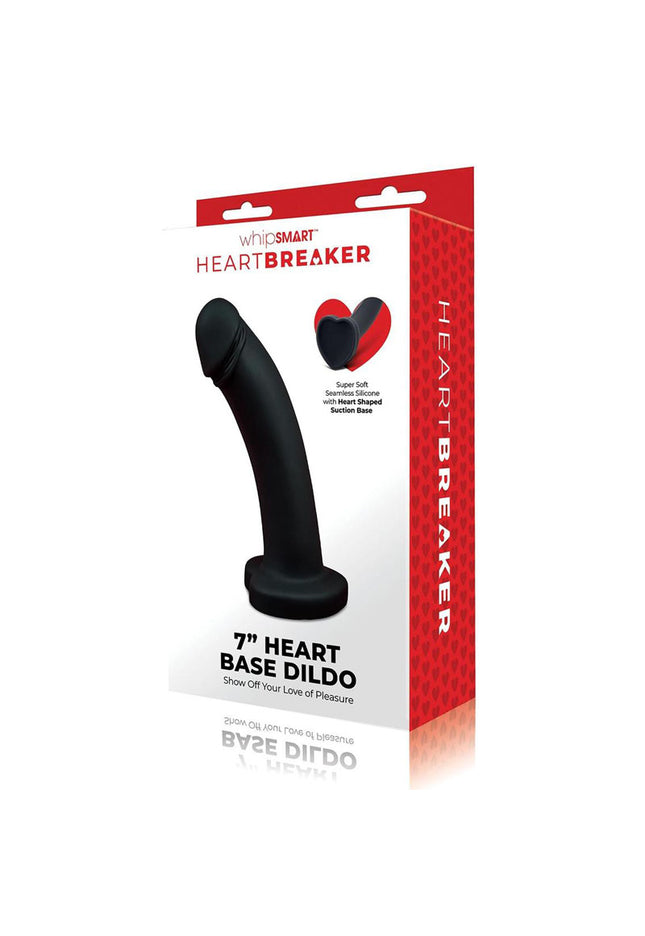 WhipSmart Heartbreaker 7'' Heart Base Dildo - Black 17.8 cm Dong with Heart Shaped Base