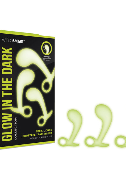 WhipSmart Glow In The Dark 3pc Prostate Training Kit - Glow In Dark Prostate Massagers - Set of 3 Sizes