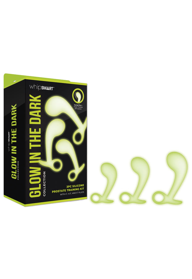 WhipSmart Glow In The Dark 3pc Prostate Training Kit - Glow In Dark Prostate Massagers - Set of 3 Sizes
