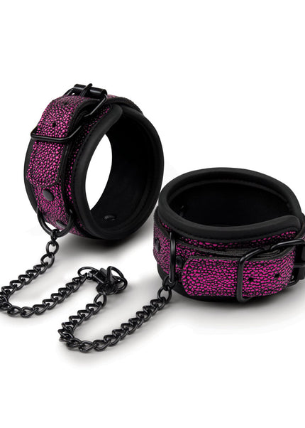 WhipSmart Dragons Lair Deluxe Wrist & Ankle Cuffs - Purple/Black Restraints