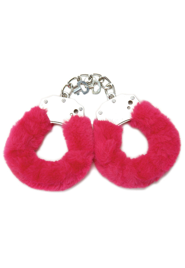 WhipSmart Classic Furry Cuffs - Hot Pink - Hot Pink Furry Restraints with Bonus Eye Mask